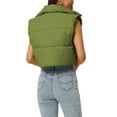 thumbnail image 3 of Unique Bargains Women's Padded Vest High Stand Collar Zip Crop Fashion Jacket Puffer Vests S Army Green, 3 of 7