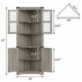 thumbnail image 3 of Huisuilinss 67" Tall Corner Cabinet with LED Lights, Farmhouse Corner Cabinet with Doors and 5 Shelves, 5-Tier Bathroom Cabinet,Corner Storage Cabinet For Living Room, Dining Room, 3 of 8