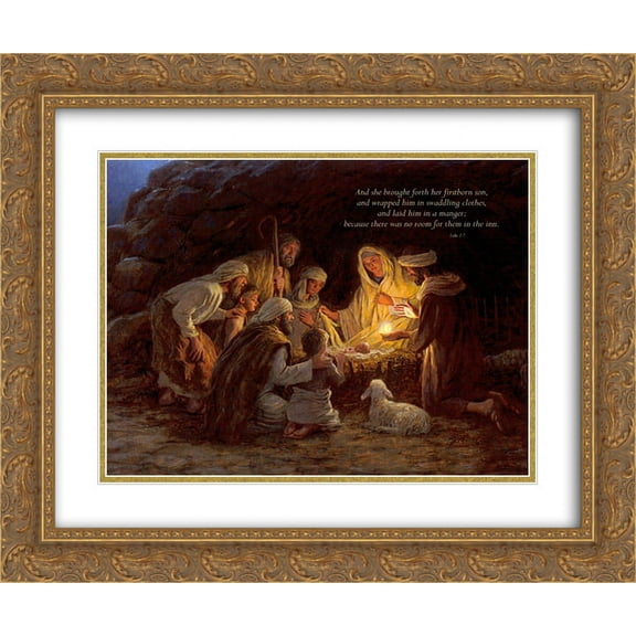 FrameToWall - Nativity 2x Matted 14x12 Gold Ornate Framed Art Print by Jon McNaughton