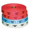 PM, PMC59001, Admit One Single Ticket Roll, 4 / Pack, Red,Blue,White