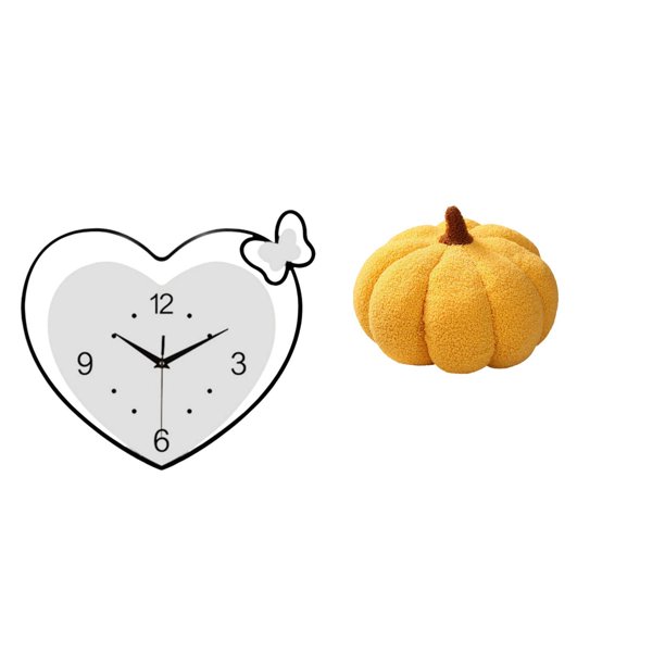 Reloj De Pared Creativo Con Forma De Calabaza Y Corazón De Peluche, Arte Decorativo, Movimiento Silencioso, Para Sala De Estudio, Cafetería, Oficina, Dormitorio, Sofá, Cojín Decorativo