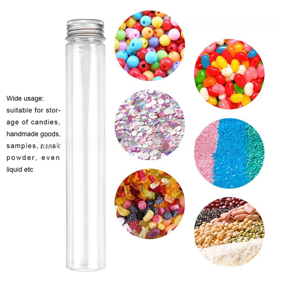 Tubo de ensayo transparente de fondo plano con tapa de aluminio Envase de tubo de ensayo de 115 ml Envase de té perfumado Tubo de ensayo de fondo plano