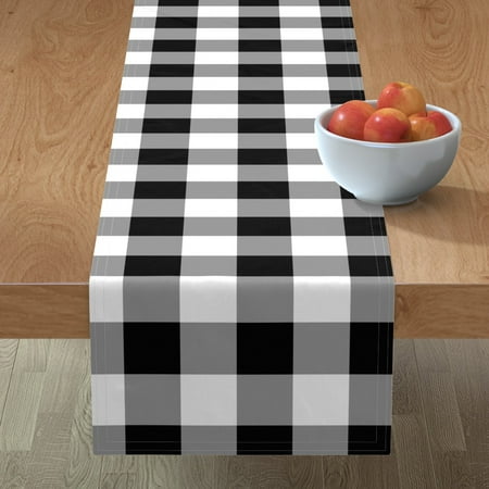 

Cotton Sateen Table Runner 108 - Gingham Buffalo Check Black White Grey Geometric Medium Print Custom Table Linens by Spoonflower