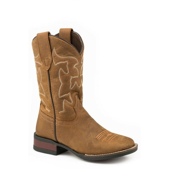 Roper Kids Boys Cow Hide Embroidery Round Toe Western Cowboy Boots Mid Calf
