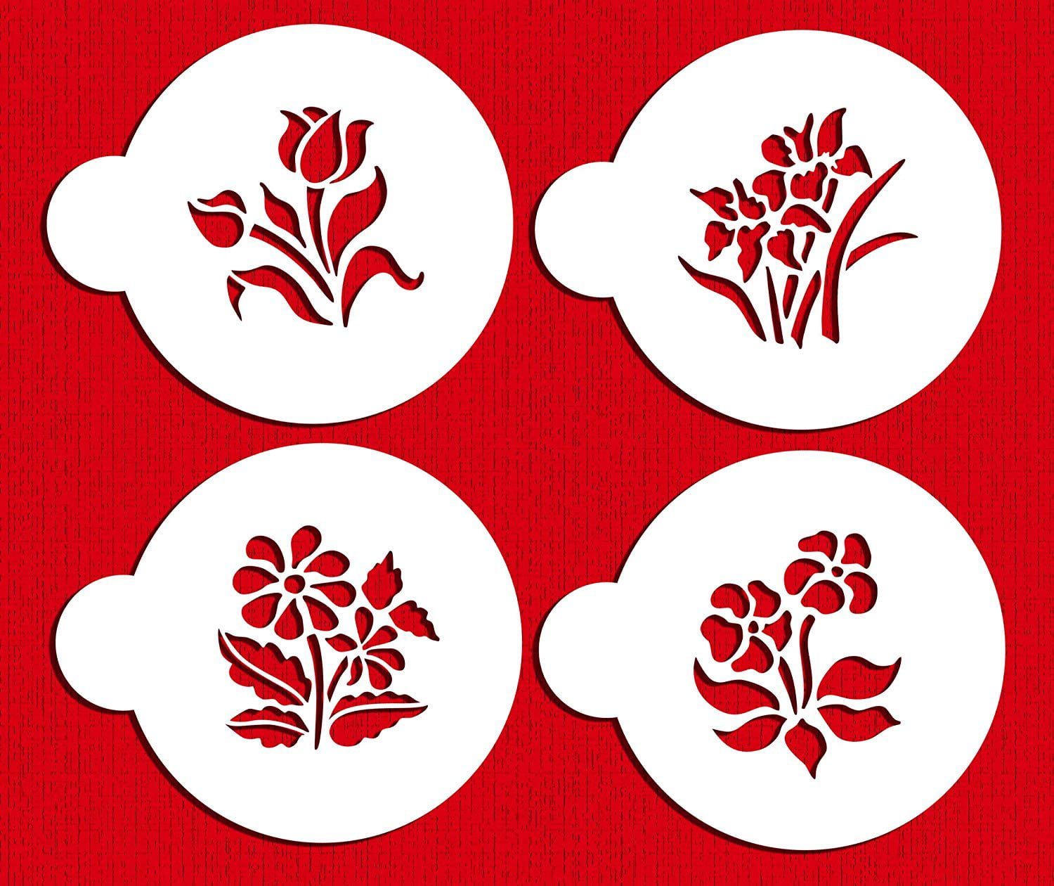 Small Beige/Semi-Transparent designer stencils C352 Botanical Flowers Cookie Stencils 