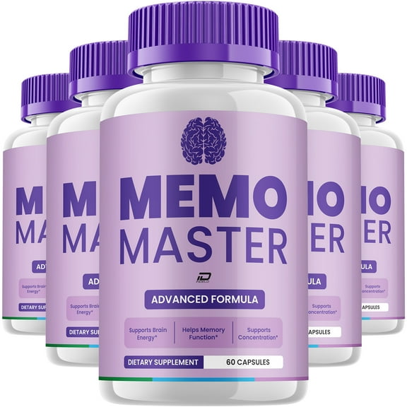 Memo Master Supplement Capsules – MemoMaster All-Natural Maximum Strength Formula Focus Pills, Memory Support and Reviews (5 Pack – 300 Capsules)