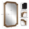 thumbnail image 3 of Kate and Laurel Kinsman Traditional Glam Rectangle Scallop Wall Mirror, 24 x 36, Gold, Decorative Scalloped Wood Mirror with Radius Corners for Vertical or Horizontal Display, 3 of 8