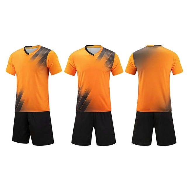 Conjuntos de blusas y camisas de manga corta con cuello en V. Conjunto de traje de fútbol de color sólido para niños para juegos deportivos universitarios, partidos de rendimiento, uniformes de entren