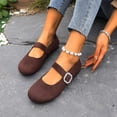 thumbnail image 6 of Brown Velvet Mary Jane Flats for Women, Adjustable Buckle Comfort Round Toe Casual & Work Shoes,Size 9, 6 of 9