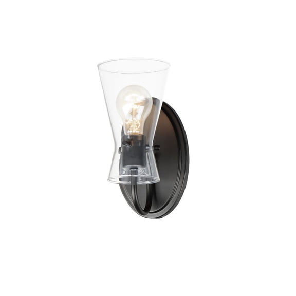 Ava 1 - Light Black Incandescent Glass And Steel Wall Sconce