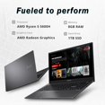 thumbnail image 2 of ASUS VivoBook S 15 Portable Mince 15,6 Pouces FHD, Portable, AMD Ryzen 5 5600H, 8 Go RAM, 1 To SSD, Graphiques AMD Radeon, Clavier Rétroéclairé, Caméra Web, Windows 11 Famille, Indie Black, Carte USB Hotface 32 Go, 2 of 8