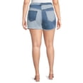 thumbnail image 3 of Madden NYC Juniors' Plus Size Two Tone Denim Block Mom Shorts, 3 of 5