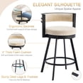 thumbnail image 6 of Zesthouse 26.6″ Swivel Bar Stools Set of 2, Linen Upholstered Counter Stools with Barrel Back and Metal Legs, Modern Counter Height Barstools for Kitchen Island, Beige, 6 of 11