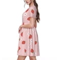 thumbnail image 2 of Lsque Hand Drawn Strawberry Print Women's Casual Dress T-Shirt Summer Short Sleeve Scoop Neck Swing Dresses, 2 of 6