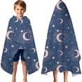 thumbnail image 3 of Blue Pink Moon Star Planet Pattern Hooded Bath Towel，60"x35" for Ages 3 To 12 Kids, Quick Dry Lightweight Soft Microfiber Hood Beach Towel Cover Up for Kids, 3 of 7