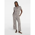 thumbnail image 4 of Joyspun Women's Dreamy Soft Collection Short Sleeve Sleep Top and Open Leg Pants Pajama Set, 2-Piece, Sizes XS-3X, 4 of 6