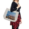 thumbnail image 2 of Chicago Skyline Shopping Bag, Aerial View of Town Michigan Lake Vibrant City Panorama Evening Time, Eco-Friendly Reusable Bag for Groceries Beach and More, 15.5" X 14.5", Cream, by Ambesonne, 2 of 2