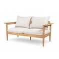 thumbnail image 4 of Christopher Knight Home 3-Piece Outdoor Chat Set, Solid Wood Frame with Beige Cushions, Light Teak, 4 of 13