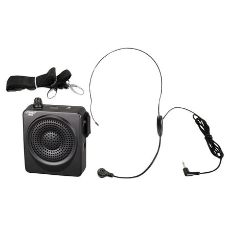 Pyle PWMA50B - Compact & Portable Waist-Band PA Speaker System Voice Amplifier & Microphone Headset with Built-in Rechargeable Battery