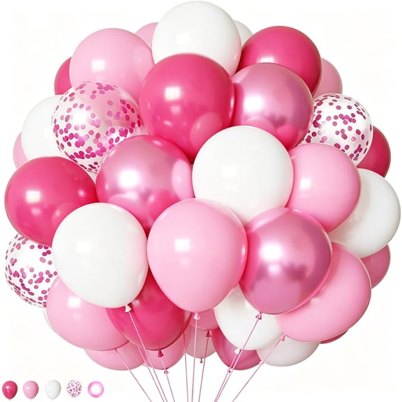 Pink and White Balloons Kit, 50pcs 12 Inch Light Pink Balloons for Birthday Wedding Baby Shower Party Decorations