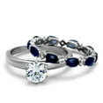 thumbnail image 2 of Luxe Jewelry Designs 2-Piece Stainless Steel Women's Wedding Ring Set with Blue and Clear CZ Stones,, 2 of 4