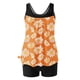 thumbnail image 5 of Trajes de baño Amzcrzy Tankini para mujer, trajes de baño, trajes de baño de dos piezas con control de abdomen, bikini para mujer, estampado conservador, espalda con tiras, color naranja, L, 5 of 5