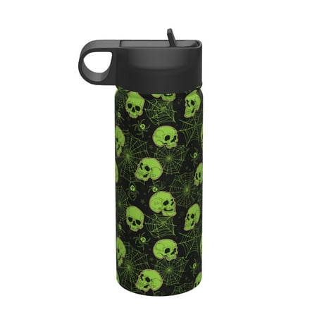 

Ocsxa Skulls And Cobwebs Print 18 oz Insulated Water Bottle With Straw Stainless Steel Sports Water Cup Flask Wide Mouth Travel Thermal Mug for Home Office or Car