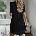thumbnail image 5 of CHGBMOK Plus Size Dresses for Women Summer Round Neck Sexy Double-layer Lace Solid Short Sleeve Dresses Sizes S-2XL, 5 of 8