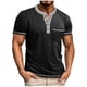 thumbnail image 2 of Tops para hombre, blusas y camisas de manga corta y cuello redondo para hombre, blusas casuales de color liso con bolsillos y botones, manga raglán, cuello vuelto y manga corta, blusas de poliéster pa, 2 of 6