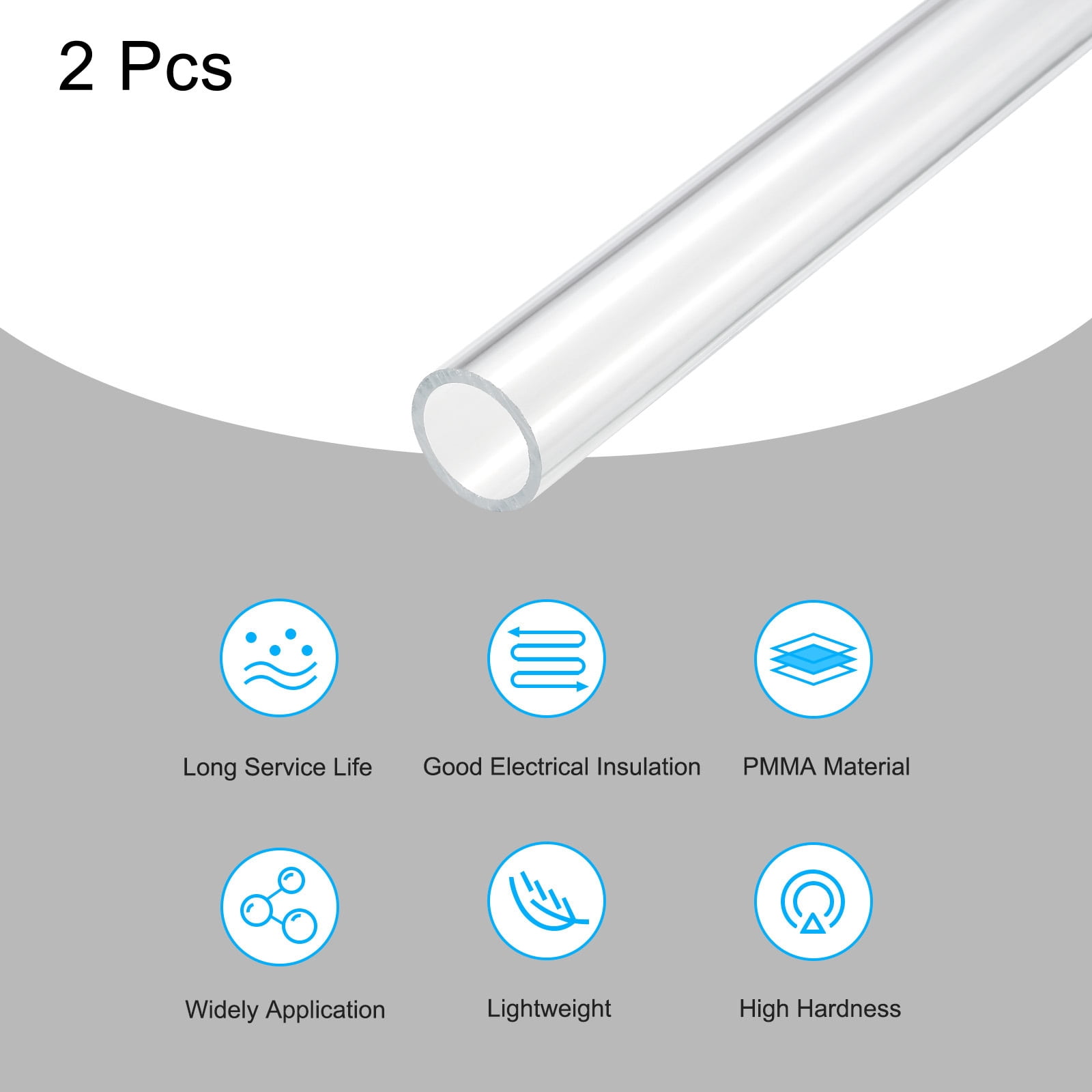 DMiotech 2pcs 18mm X 22mm 12" Transparent Acrylique Tuyau Rigide Plastique Tube Pour Aquarium Tuyau Eau, Eau Système Refroidisement, Plomberie