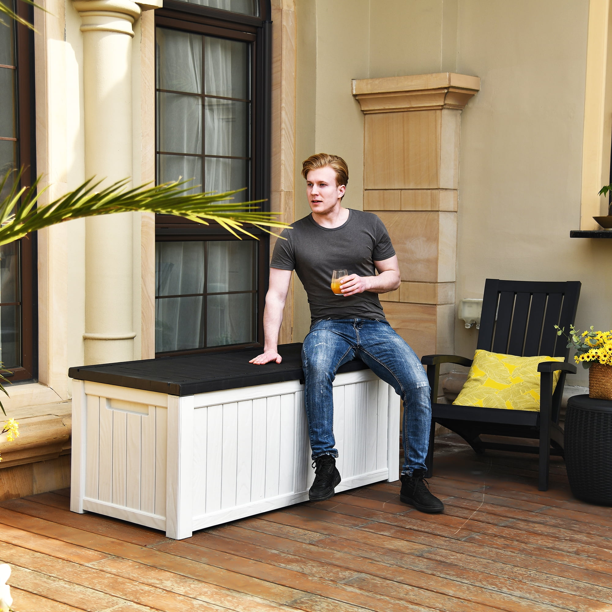 YITAHOME 120 Gallon Outdoor Storage Deck Box, Large Resin Patio Storage