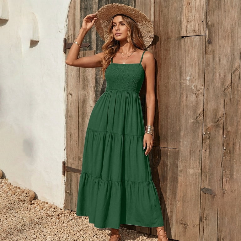 dark green summer dress SCOMCHIC Women's Plus Size Casual V Neck Short Sleeve Maxi Dress Bow Tie Boho Swing Flowy Long Dresses Emerald at Amazon Women's Clothing store An enchanting gown masterfully woven from structured ZAPAKA Women Dark Green Satin