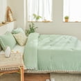 Move Over Sage Green Comforter Set King Pom Poms Bedding Sets White