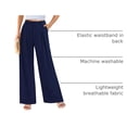 thumbnail image 4 of Pantalones PRETTYGARDEN de Pierna Ancha, Azul Marino, Talla Grande, Cintura Alta, con Bolsillos, 4 of 9