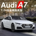 thumbnail image 2 of 1:24 Audi A7 Toy Car Model Diecast Alloy Vehicle Miniature Pull Back Sound & Light Doors Openable Collection Gift For Boy Kid gray with box, 2 of 6