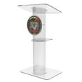 thumbnail image 2 of Clear Church Pulpit Event Lectern Plexiglass Acrylic Debate Podium School Simplicy Design 23.2" Wide X 17" Deep X 42" Tall Portable with Cup Holder Tab Custom Color Logo, 2 of 5