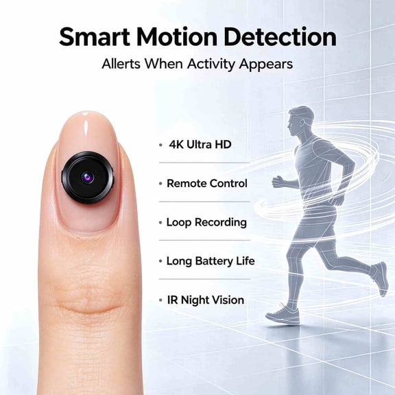 Magnetic Mount Security Camera, 4K Mini WiFi Cam with Night Vision, Motion Alerts, Wireless Design for Indoor Home Surveillance