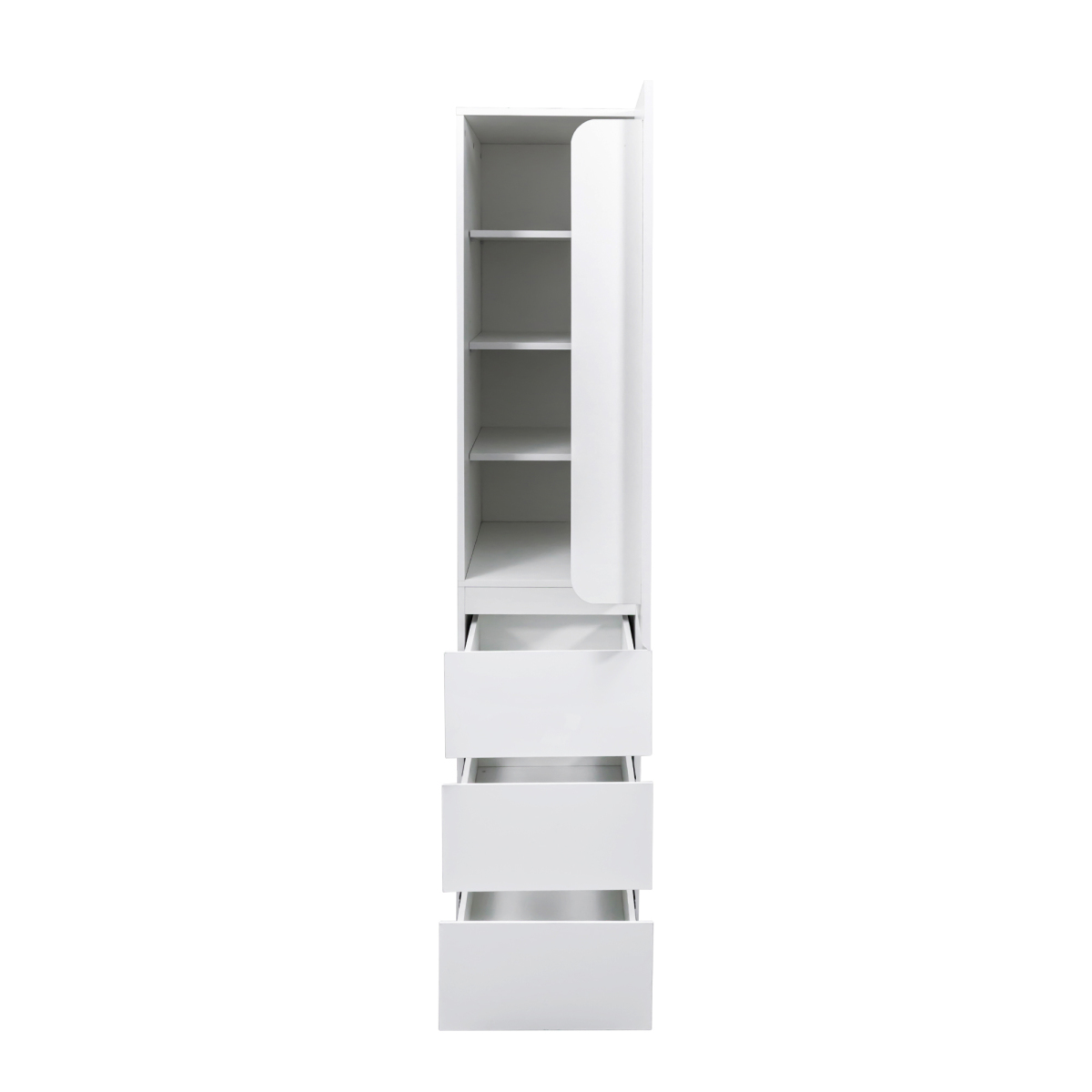 GZXS 70.87" Tall White Pantry Cabinet with 4 Door Shelves, Adjustable Interior Shelves, 3 Drawers, Freestanding Narrow Cupboard for Kitchen, Dining, Living Room, Bedroom