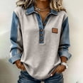 thumbnail image 2 of Aoiroe Womens Oversized Sweater Cozy Chunky Long Sleeve Mock Turtleneck V Neck Button Down Denim Polo Pullover Tunic Sweaters Gray M, 2 of 8