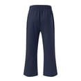thumbnail image 5 of Baberdicy Casual Pants Women, Women High Waisted Wide Leg Pants Fashion Drawstring Elastic Trousers Comfy Straight Leg Long Pants with Pockets Girl Casual Pants, E-Navy, Size: L, 5 of 5