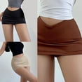 thumbnail image 6 of Womens Miniskirt Built in Shorts Summers Short Skirt Casual Low V Waist Bodycon Minis Skirt Beach Skirts Raves Outfits, 6 of 9
