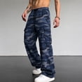 thumbnail image 2 of Men's Cargo Pants with Pockets Drawstring Long Trousers Relaxed Fit Stretch Work Pants, 2 of 5