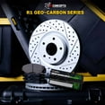 thumbnail image 2 of R1 Concepts Drilled and Slotted Carbon Coated Disc Brake Rotor Set with Performance Sport Pads WBSN1-59016, 2 of 3