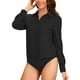 thumbnail image 4 of Camiseta de leotardo INSPIRE CHIC para mujer, con cuello, de manga larga, bodysuit de trabajo, talla XL, color negro, 4 of 6