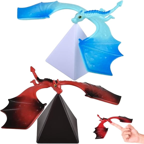 ArtCreativity Balance Dragon Toy Figures - Set of 2 with Pyramid Stands - Fidget Stress Relief Toys for Kids & Adults