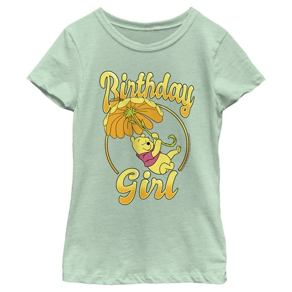 Girl's Winnie the Pooh Birthday Girl Bear  Graphic Tee Mint Large