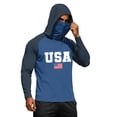 thumbnail image 3 of Men's USA Patriotic Hoodie with Built-in Face Mask and Raglan Sleeves Featuring UPF 50+ Sun Protection for Independence Day Fishing Hiking Camping or Outdoor Work Navy M, 3 of 6