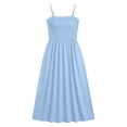 thumbnail image 3 of Admvng Dress for Women Spaghetti Straps Solid Casual Sleeveless Pockets Square Neck Dress, 3 of 5