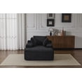 thumbnail image 4 of Oversized Chaise Lounge Chair Cozy Cloud Couch, Modern Plush Corduroy Upholstered Sleeper Sofa Daybed with 3 Throw Pillows & Wide Armrests for Living Room, No Assembly Required, Black, 4 of 9