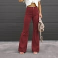 thumbnail image 2 of yueewhu Women's Corduroy Flare Pants Elastic Waist Bell Bottom Trousers 2026 Fall Pants (Wine, XL), 2 of 9